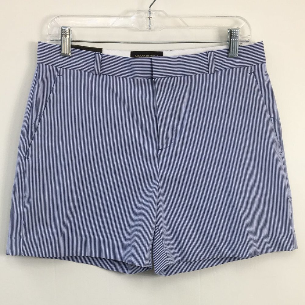 Banana Republic Blue Pin-Stripe Ribbed Women's Shorts Size 6 NEW With Tags